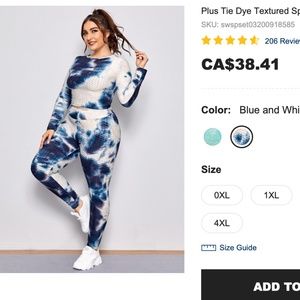 SHEIN Tie Dye Textured Sports Tee & Leggings (3X)